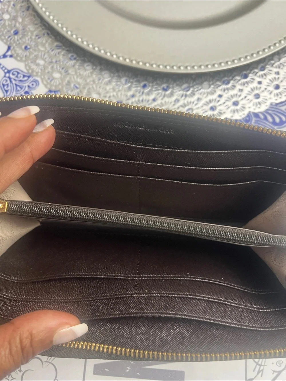 Michael Kors Brown and Black Camouflage Zip Card Holder